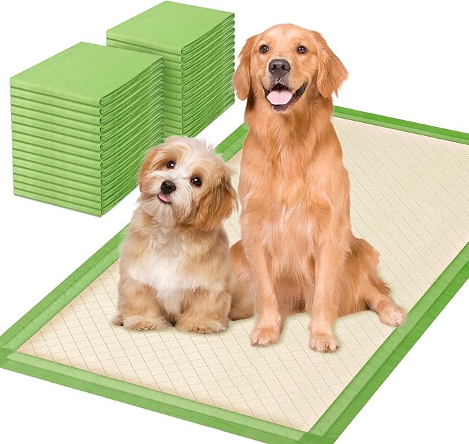 Pee Pads for Dogs Extra XLarge 29"x47", XXL Thicker ECO Green Disposable Puppy Training Pads Super Absorbent Full Edge-Wrapping Pad for Dogs, Puppies, Doggie, Cats, Rabbits-(50 Count)