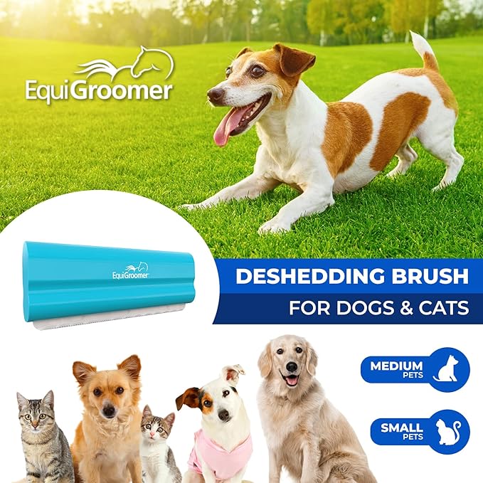 EasyGroomer Deshedding Brush for Dogs Cats | Turquoise | Undercoat Tool for Large and Small Pets | Comb Removes Loose Dirt, Hair and Fur | Perfect Clean for Short and Long Hair Grooming Shedding