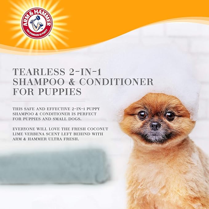Arm & Hammer Ultra Fresh 2-in-1 Tearless Puppy Shampoo and Conditioner | Baking Soda Neutralizes Bad Odors for an Advanced Clean | Coconut Lime Verbena Scent