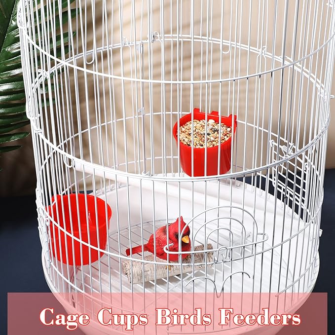 60 Pieces Cage Cups Birds Hanging Feeders Seed Bowl 8 oz Plastic Chicken Feeder Water Bowl Hanging Chicken Waterer Chicken Feeding Watering Dish Coop Cups for Gamefowl Parrot Parakeet Poultry