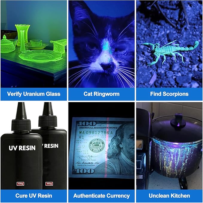 Vansky X7 Pro 365nm UV Light Blacklight Flashlights: LED Black Light Flashlite Professional Ultraviolet Flashlight Pet Urine Detector for Dog Cat, Resin Curing and Rock Hunting(Batteries are Included)