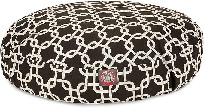 Black Links Large Round Indoor Outdoor Pet Dog Bed With Removable Washable Cover By Majestic Pet Products