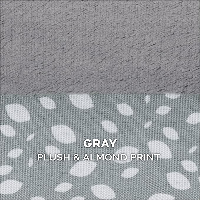 Furhaven Orthopedic Dog Bed for Large Dogs w/ Removable Bolsters & Washable Cover, For Dogs Up to 95 lbs - Plush & Almond Print L Shaped Chaise - Gray Almonds, Jumbo/XL