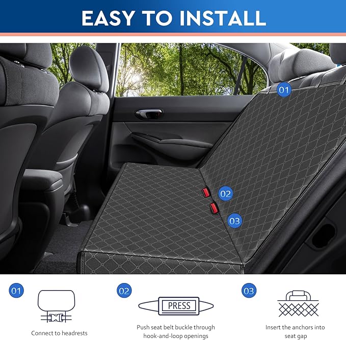 Dog Car Seat Cover Dog Seat Cover for Back Seat Scratch Prevention Dog Hammock Protects Against Dirt Dog Seat Covers for Cars Fits for Small SUVs and Trucks 60"x 64", Black