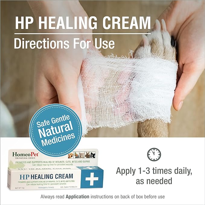 HomeoPet HP Healing Cream, Natural Support for Pet Wound Healing, Skin-Healing Cream for Dogs and Cats, 14 Grams