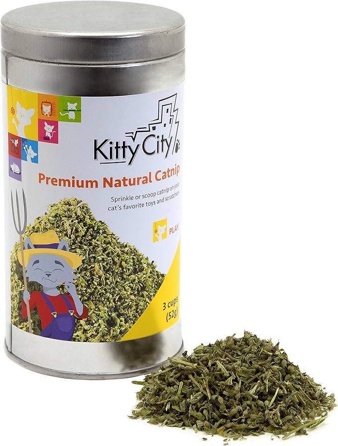 Kitty City Cat Premium Natural Catnip Tin, Premium Catnip Bag and 3-Pack, Catnip with Silvervine, Catnip Spray