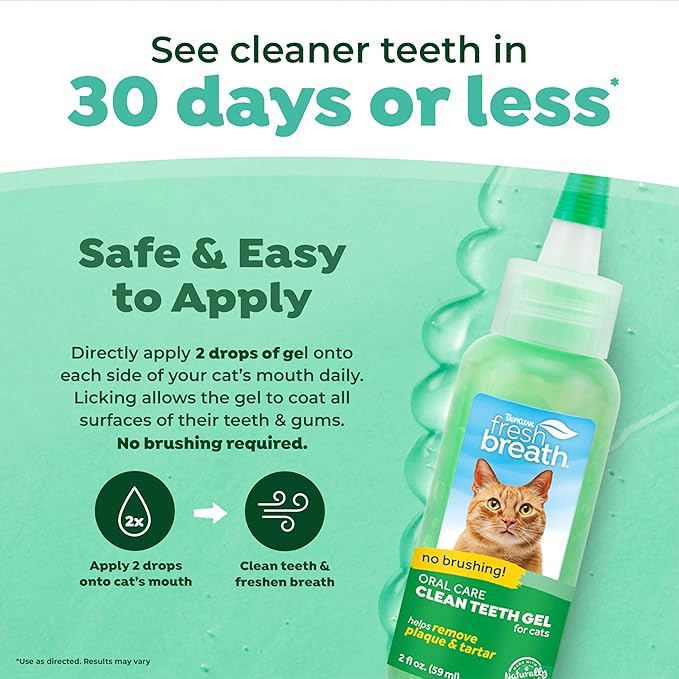 TropiClean No Brush Cat Toothpaste | Cat Dental Gel | Bad Breath Remedy | Cat Dental Care | Made in the USA | 2.2 oz.  