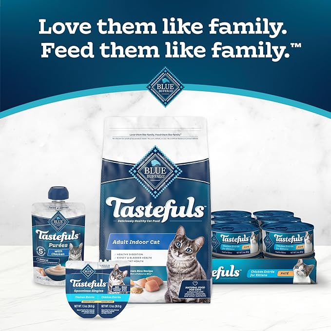 Blue Buffalo Tastefuls Flaked Wet Cat Food Variety Pack, Made with Natural Ingredients | Tuna, Chicken, Fish & Shrimp, 5.5-oz. Cans (24 Count, 8 of Each)