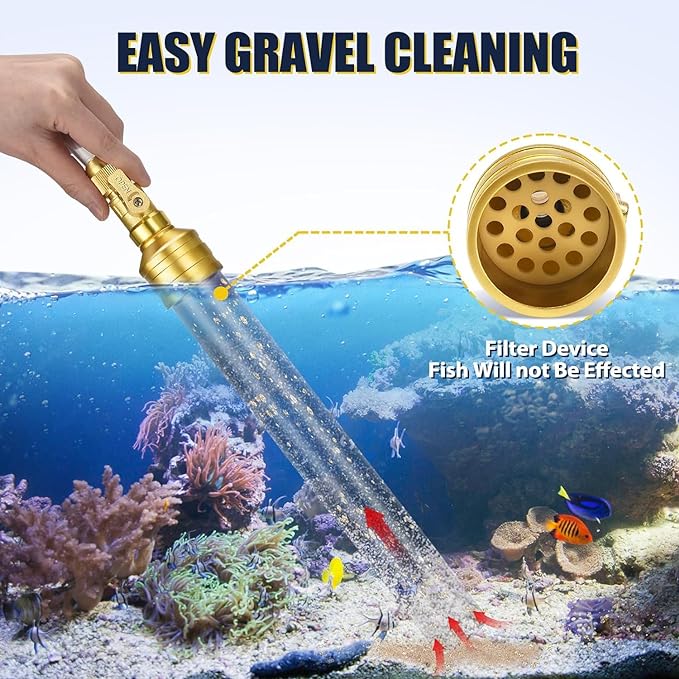 Gravel Vacuum for Aquarium Water Changer Fish Tank Cleaning Tools, Siphon Universal Quick Pump Aquarium Water Changing (50ft)