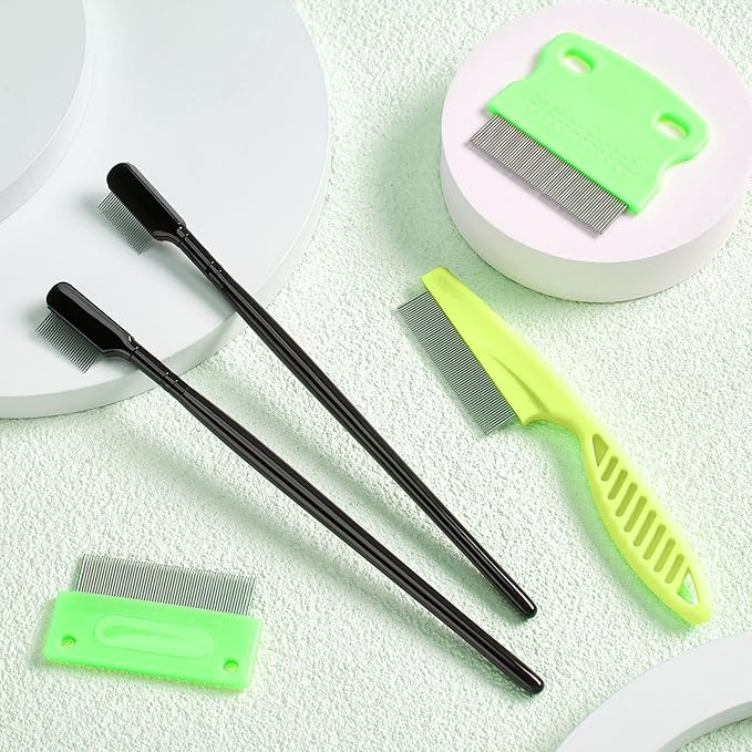 5 Pieces Dog Eye Combs Tear Stain Remover Combs Pet Grooming Comb for Small Dogs Gently Removing Eye Mucus and Crust (Green, Black)