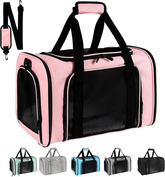 Dog Cat Carrier Pet Carriers for Small Medium Large Cats Dogs Carrier Soft Sided Small Puppy Dog Carrier Portable Foldable Airline Approved Dog Cat Travel Carrier Pink Medium