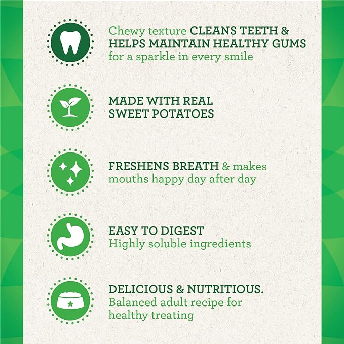 Greenies Petite Natural Dog Dental Treats, Sweet Potato Flavor, 12 oz. Pack (20 Treats)