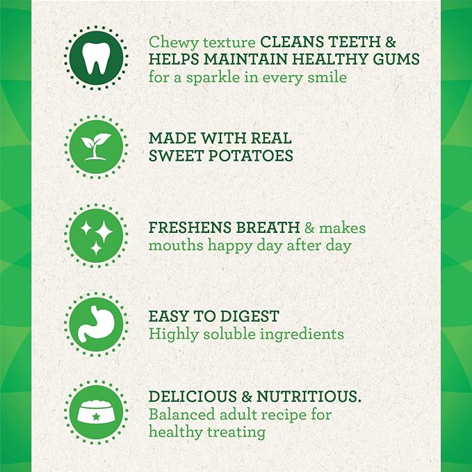 Greenies Large Natural Dog Dental Treats, Sweet Potato Flavor, 36 oz. Pack (24 Treats)