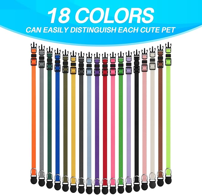 Safe 18 PCS Puppy Collars for Small Puppies Litter Set,18 Colors Soft Nylon Breakaway Small Dog Collar,Adjustable Whelping Supplies Collar(S)