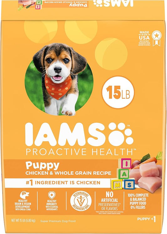 IAMS Smart Puppy Dry Dog Food with Real Chicken, 15 lb. Bag