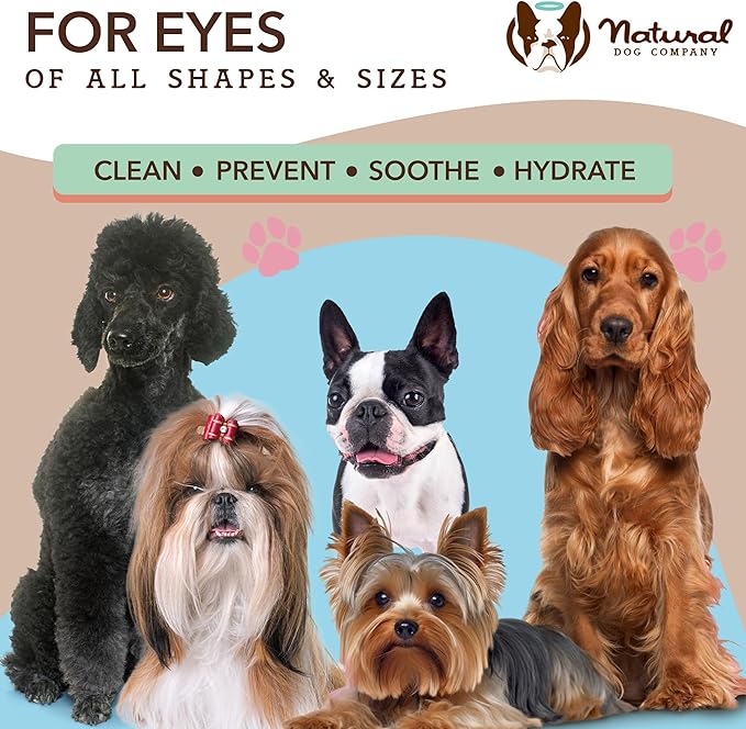 Natural Dog Eye Wipes for Dogs -50 Cnt- Soothing Dog Eye Wipes with Natural, Non-Irritating Ingredients Green Tea & Goldenseal, Effective Dog Tear Stain Remover Wipe & Dog Eye Gunk Remover Wipe, Vegan