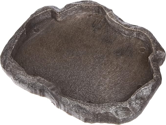 Zoo Med Reptile Rock Food Dish, Medium, 7.25"l x 6"w x 0.75"h, Colors may vary Black