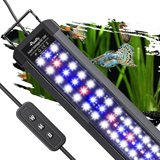 Pawfly 31W Aquarium LED Light for 48 to 54 Inch Fish Tanks Extendable Fish Tank Light with Full Spectrum Brilliant White Blue Red Lights with Daytime & Night Modes and Adjustable Brightness