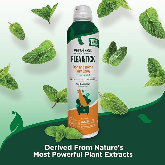 Vet's Best Flea and Tick Home Spray - Dog Flea and Tick Treatment for Home - Plant-Based Formula - Certified Natural Oils - 14 oz