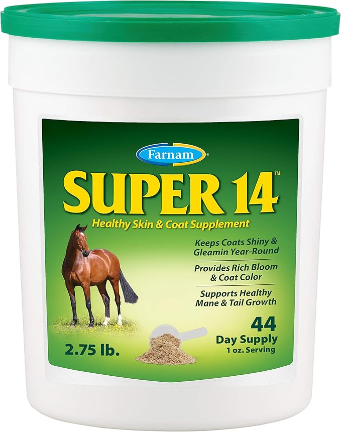 Farnam Super 14 Healthy Skin & Coat Supplement for Horses, Keeps Coats Shiny & Gleaming Year-Round 2.75 Pound, 44 Day Supply