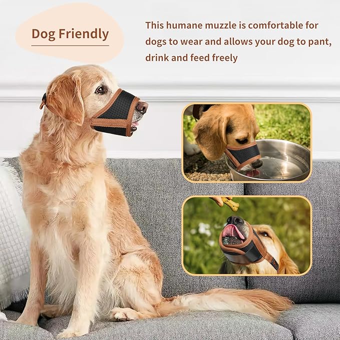 HEELE Dog Muzzle, Pet Muzzle for Small Medium Large Dogs, Air Mesh Breathable Drinkable Nylon Pattern Puppy Muzzle