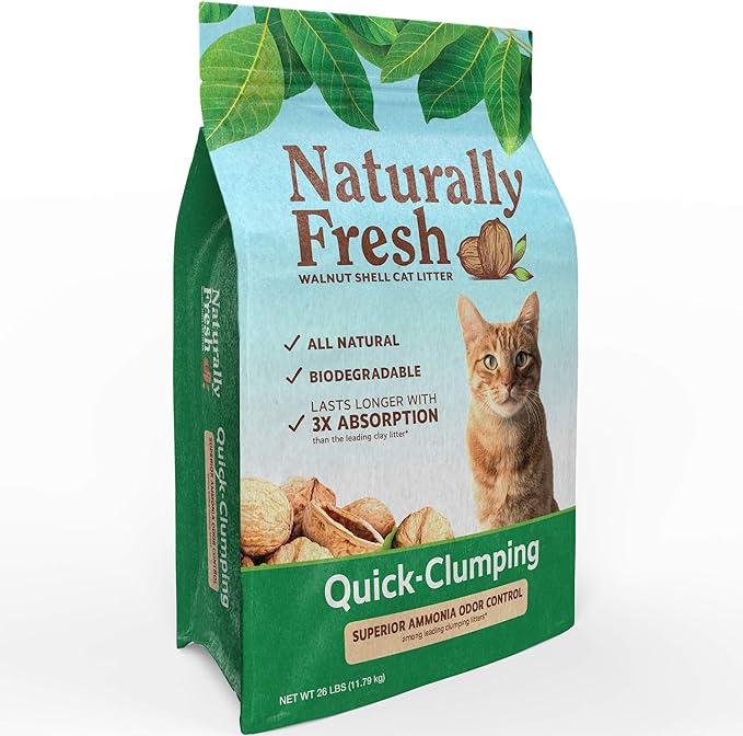 Naturally Fresh Cat Litter - Walnut-Based Quick-Clumping Kitty Litter, Unscented , 26 lb (23001)