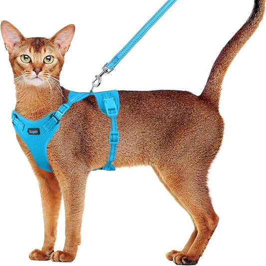 Supet Cat Harness and Leash Set for Small to Large Cats Adjustable Cat Vest Harness with Reflective Trim Universal Cat Leash and Harness for Cats/Puppies Outdoor Walking