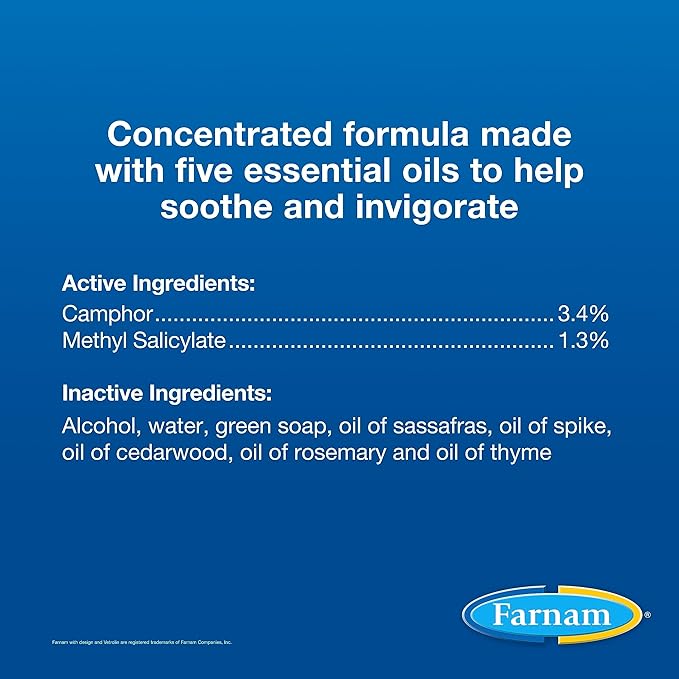 Farnam Vetrolin Horse Liniment for Muscle Soreness, Stiffness and Inflammation Relief on Horses, Helps Reduce Swelling, Aids in Pain Relief, 32 Oz.