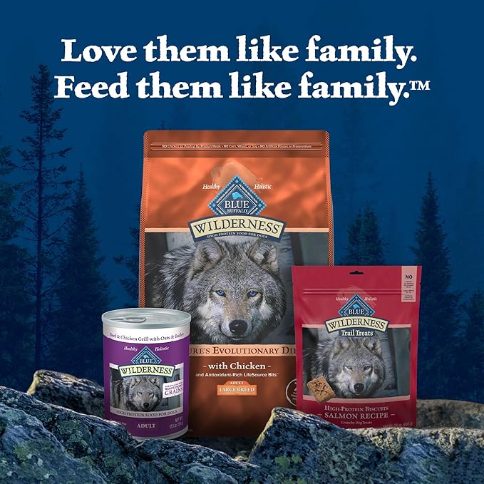 Blue Buffalo Wilderness Large Breed Adult Dry Dog Food With Real Chicken Plus Wholesome Grains, High-Protein Recipe, Made in the USA with Natural Ingredients, Chicken, 24-lb. Bag