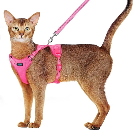 Supet Cat Harness and Leash Set for Small to Large Cats Adjustable Cat Vest Harness with Reflective Trim Universal Cat Leash and Harness for Cats/Puppies Outdoor Walking