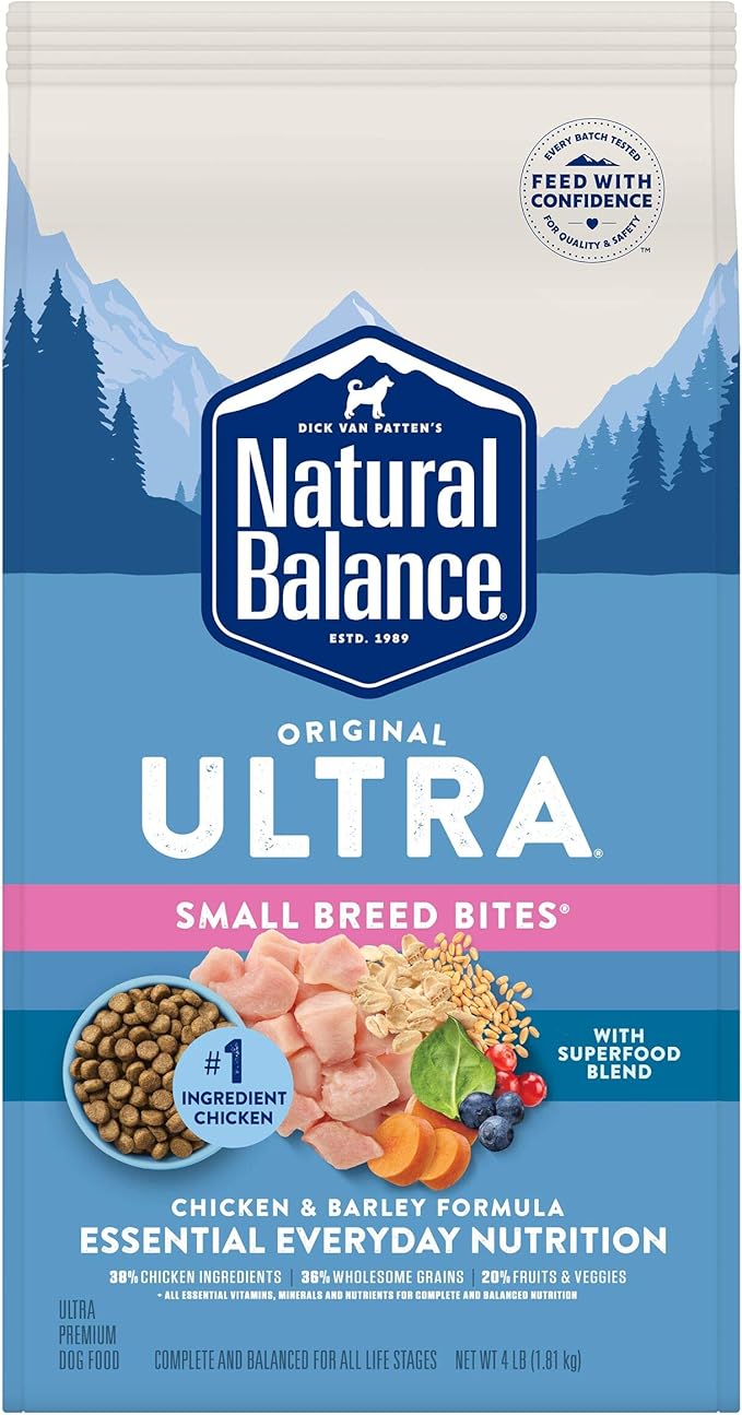 Natural Balance Original Ultra Chicken & Barley, Small-Breed Bites Dry Dog Food, 4-lb. Bag