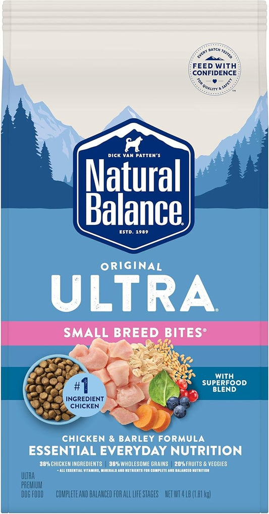 Natural Balance Original Ultra Chicken & Barley, Small-Breed Bites Dry Dog Food, 4-lb. Bag