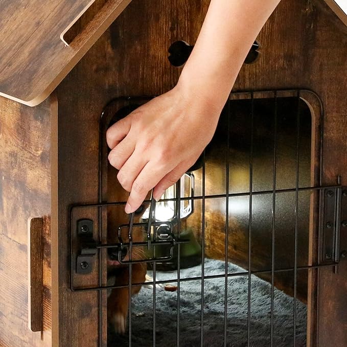 Dog House Indoor for Small Dogs or Cats, Cozy wooden design, Small indoor bed house, with Air Vents and Elevated Floor Warm Dog Cave (Large color-2)
