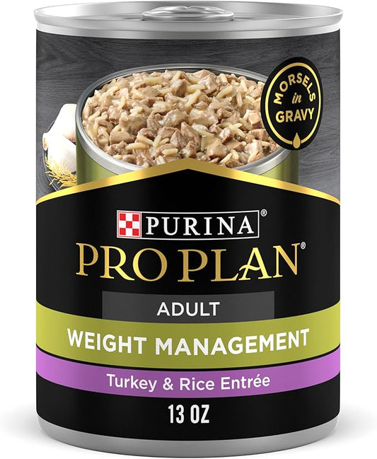 Purina Pro Plan Weight Control Dog Food Wet Gravy, Weight Management Turkey and Rice Entree - (Pack of 12) 13 oz. Cans