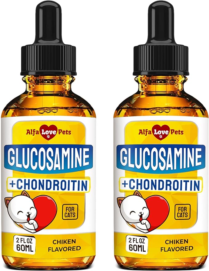 Joint Supplement for Cats ✿ Cat Glucosamine ✿ Glucosamine for Cats ✿ Glucosamine Chondroitin for Cats ✿ Cat Joint Supplement ✿ Glucosamine for Cats Liquid ✿ Chicken Flavor ✿ 2 Pack