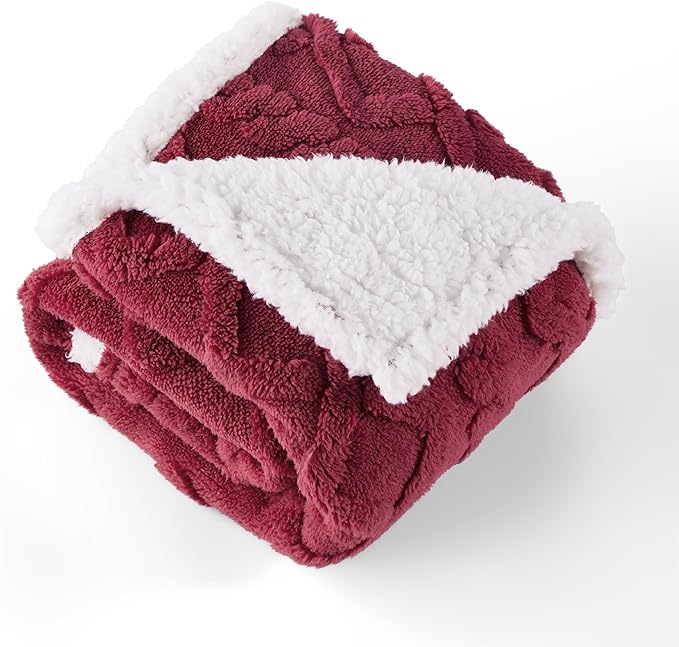 Bedsure Waterproof Dog Blankets for Small Dogs - Pet Blanket for Couch Protector Washable, Premium Jacquard Coral Fleece Cat Throw Blanket, Soft Reversible Furniture Protection, 25"x35", Burgundy