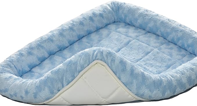 MidWest Homes for Pets Bolster Dog Bed 24L-Inch Blue Dog Bed or Cat Bed w/ Comfortable Bolster | Ideal for "Small" Dog Breeds & Fits a 24-Inch Dog Crate | Easy Maintenance Machine Wash & Dry