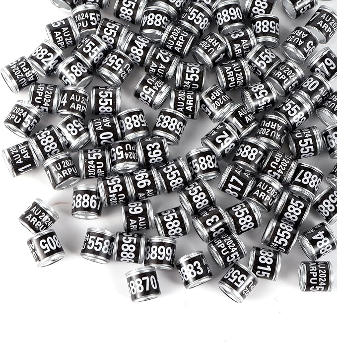 100Pcs Multicolor Aluminium Pigeon Leg Rings Dove Leg Rings Identify Bands Plastic with Training Identify Birds Foot Ring (Black)