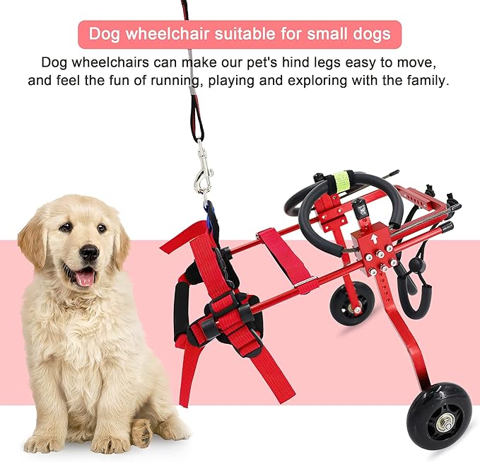 Adjustable Dog Wheelchair for Back Legs，Pet/Doggie Doggy Wheelchairs with Disabled Hind Legs Walking (XS-Red)