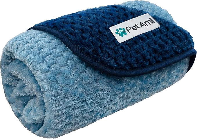 PetAmi Waterproof Dog Blanket, Leakproof Puppy Blanket for Small Medium Dogs, Furniture Sofa Couch Cover Protector, Fleece Pet Throw Indoor Cat Kitten, Reversible Washable Soft Plush, 29x40 Navy Blue