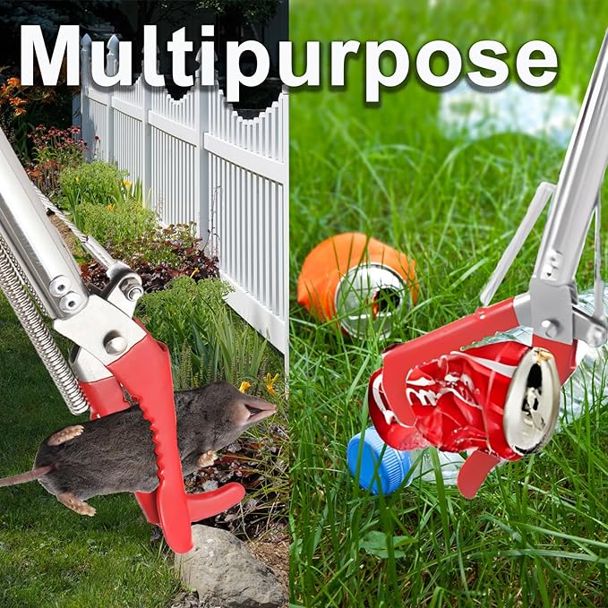 2024 Upgraded 50'' Snake Catcher Grabber, Foldable Snake Grabber Tool with Wide Jaw, Professional Stainless Steel Snake Tongs, Long Reach Grabber with Non-Slip Grip Handle
