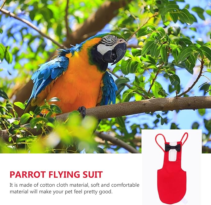 Baluue Bird Diapers Parrot Flight Suit, Tuxedo Business Suit with Tie, Resuable Washable Parakeet Diaper Soft Cotton Small Pet Birds Flight Suit for Cockatiel Sun Conure