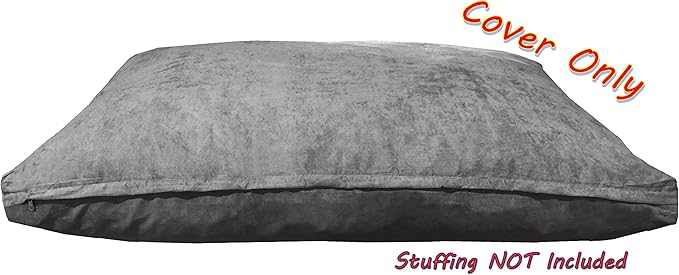 Dogbed4less 40X35X4 Inches XL Size : Suede fabric External Replacement Cover in Grey Color with zipper liner for Dog Pet Bed Pillow or pad - Replacement cover only