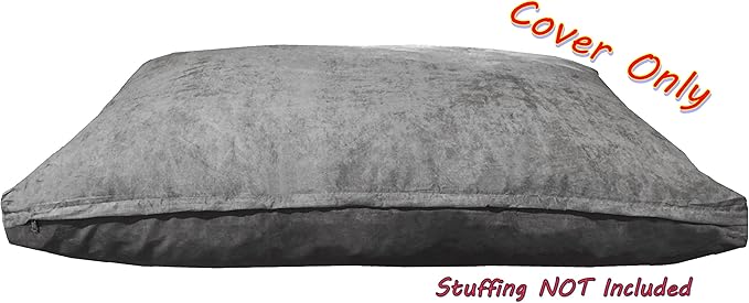 Dogbed4less 35X20X4 Inches Small Medium Size : Suede fabric External Replacement Cover in Gray Color with zipper liner for Dog Pet Bed Pillow or pad - Replacement cover only