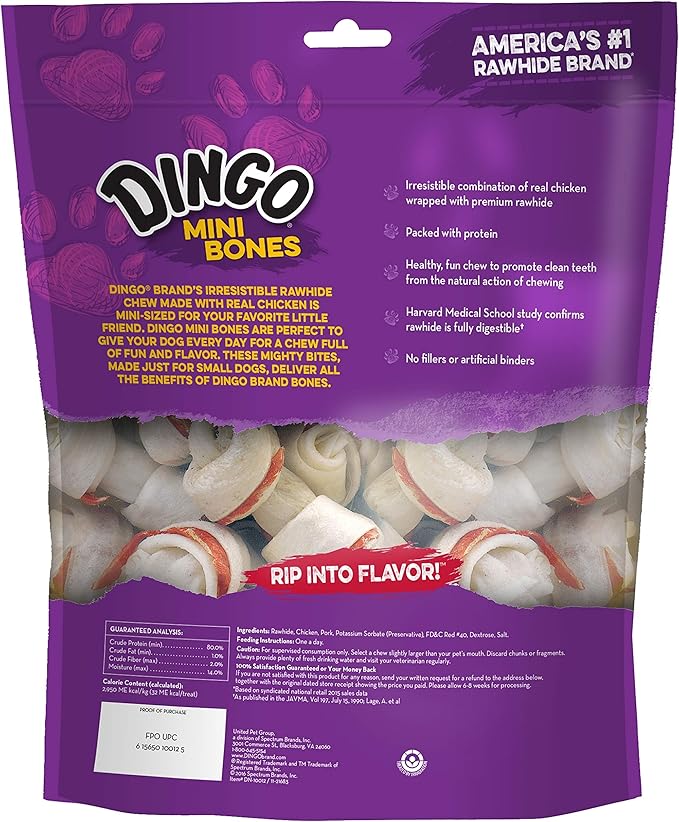 Dingo Non-China Mini Rawhide Bones for Small/Toy Dogs