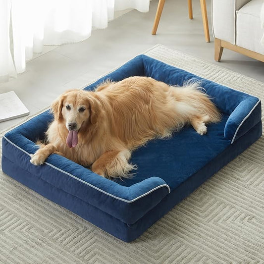 WNPETHOME Waterproof Dog Beds for Large Dogs, Orthopedic XL Dog Bed with Sides, Big Dog Couch Bed with Washable Removable Cover, Pet Bed Sofa with Non-Slip Bottom for Sleeping