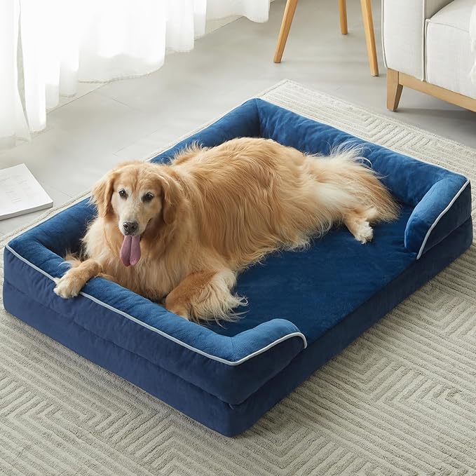 WNPETHOME Waterproof Dog Beds for Extra Large Dogs, Orthopedic XLarge Dog Bed with Sides, Big Dog Couch Bed with Washable Removable Cover, Pet Bed Sofa with Non-Slip Foam for Sleeping