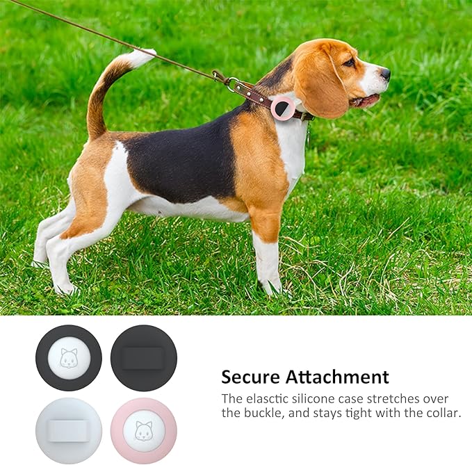 2022 Airtag Cat Collar Holder, Small Air tag Cat Collar Holder Compatible with Apple Airtag GPS Tracker, 2Pack Waterproof Case Cover for Cat Dog Pet Collar Within 3/8 inch (Black&Black&Pink&White)