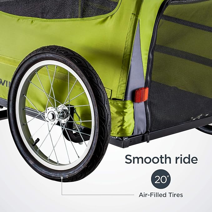 Schwinn Rascal Bike Dog Trailer, Carrier for Small and Large Pets, Easy Folding Cart Frame, Quick Release Wheel, Universal Bicycle Coupler, Washable Non-Slip Lining