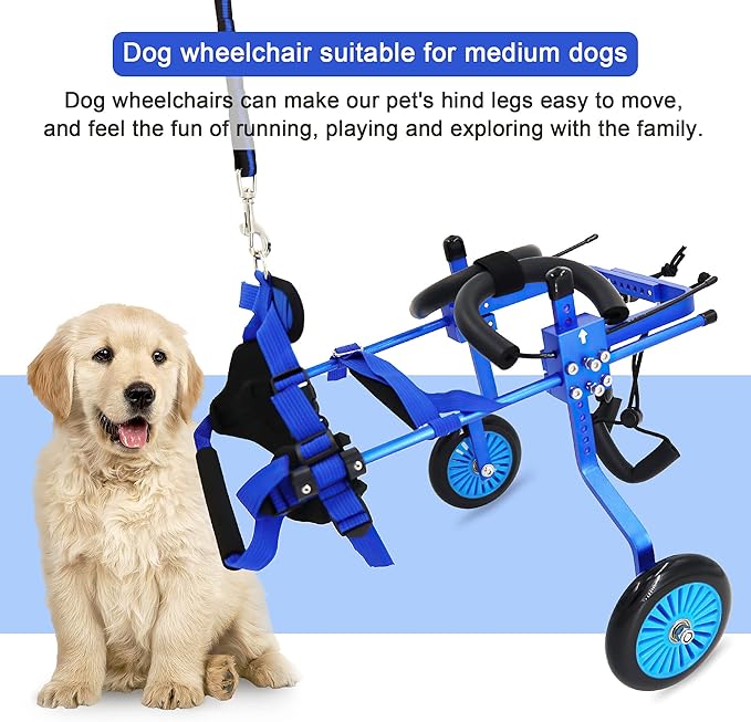 Adjustable Dog Wheelchair for Back Legs，Pet/Doggie Doggy Wheelchairs with Disabled Hind Legs Walking (S-Blue)